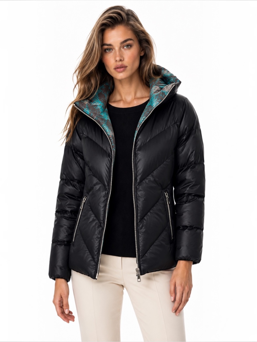 SKEA Black Reversible Down Hooded Ski Jacket Women’s Size 4